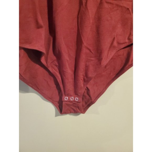 Maurices 24/7 Maroon Longsleeve Cotton Blend Bodysuit, Size 2, RN 51783 - Picture 3 of 5
